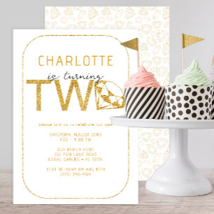 Invitation Gold Gem Sparkle 2e anniversaire de fête Invitatio