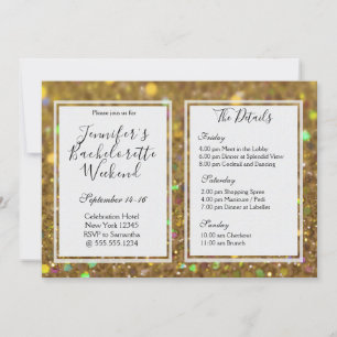 Invitation Gold Glam Bachelorette Week-end Party