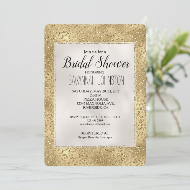 Invitation Gold Glam Glitzy Parties scintillant Empreinte de  (Debout devant)