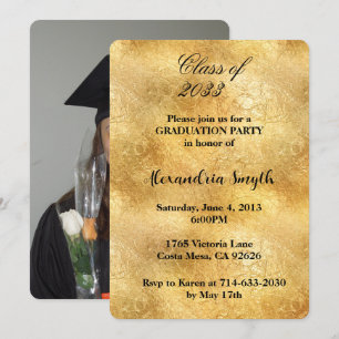 Invitation Gold Glam Graduation Votre photo