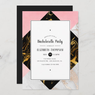 Invitation Gold Glam Parties scintillant Marbre Bachelorette