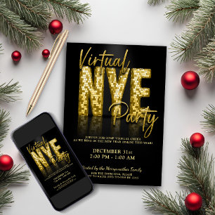 Invitation Gold Glam Virtual New Years Eve Party