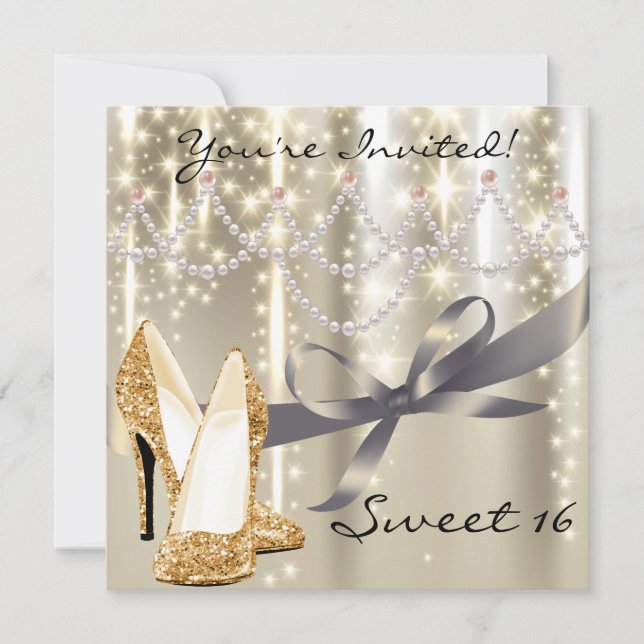 Invitation Gold Glimmer Gold Parties scintillant Chaussures S (Devant)