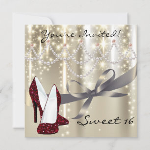 Invitation Gold Glimmer Rouge Parties scintillant Chaussures 