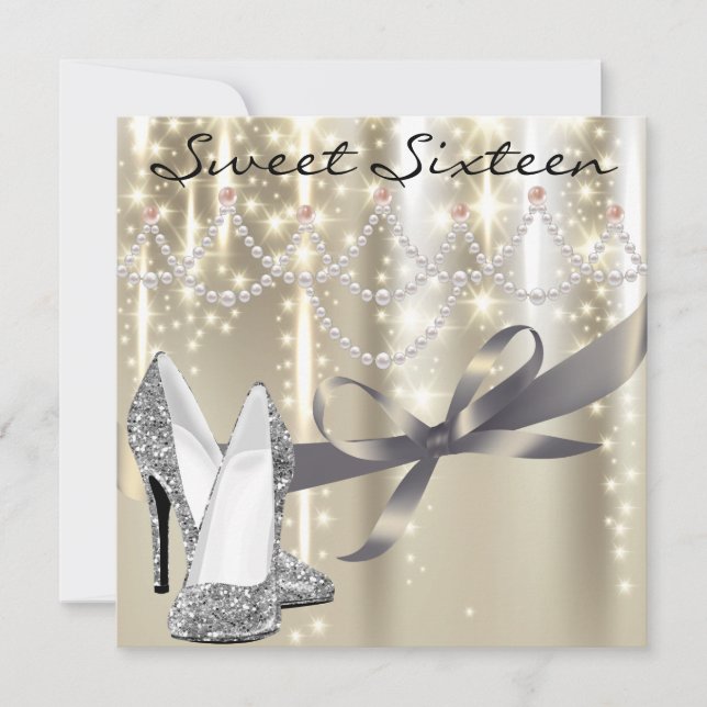 Invitation Gold Glimmer Silver Chaussures Sweet sixteen (Devant)
