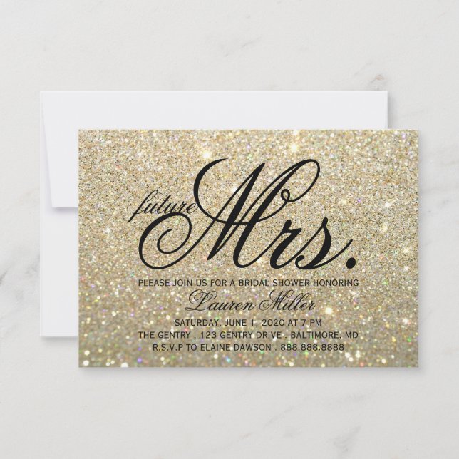 Invitation - Gold Glit Fab futur Mme Fête des mari (Devant)
