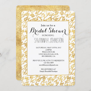 Invitation Gold Glitz Abstrait Squiggles douche de nuptiale
