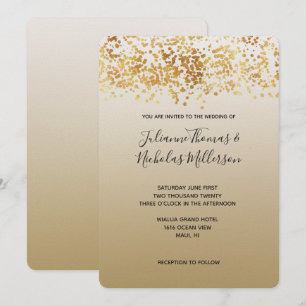 Invitation Gold Glitzy Confetti Ombre Mariage