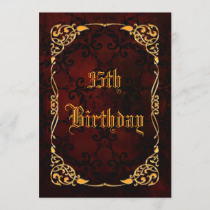 Invitation Gold Gothique encadré 35e anniversaire