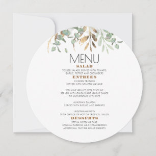 Invitation Gold Green Eucalyptus Feuille Foliage Menu