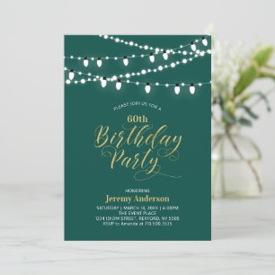 Invitation Gold & Green Modern 60e fête d'anniversaire adulte