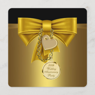 Invitation Gold Heart Gold 50th Mariage Anniversary Party