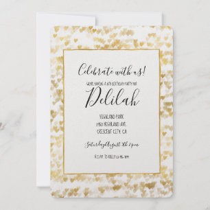 Invitation Gold Hearts Anniversaire