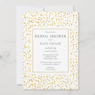 Invitation Gold Hearts Confetti Fête des mariées