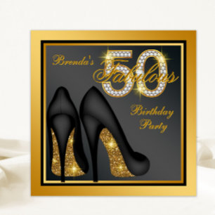 Invitation Gold High talon Chaussure Fabuleux 50e fête d'anni