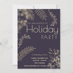 Invitation Gold hiver verdure entreprise Fête de vacances