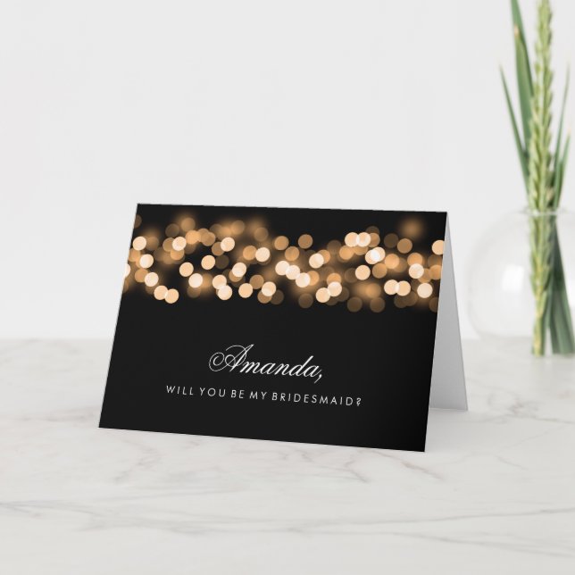 Invitation Gold Hollywood Glam Be My Bridesmaid (Devant)