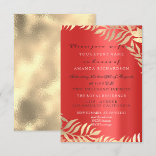 Invitation Gold Jungle Red Ruby Gold Élégante nuptiale