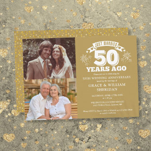 Invitation Gold Just Marié 50e anniversaire de Mariage 2 phot