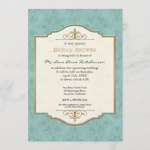 Invitation Gold & Lace Classic Formal Fête de l'mariée élégan