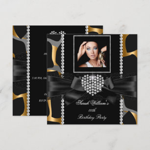 Invitation Gold Lace Diamond Heart Wild Birthday Party Photo