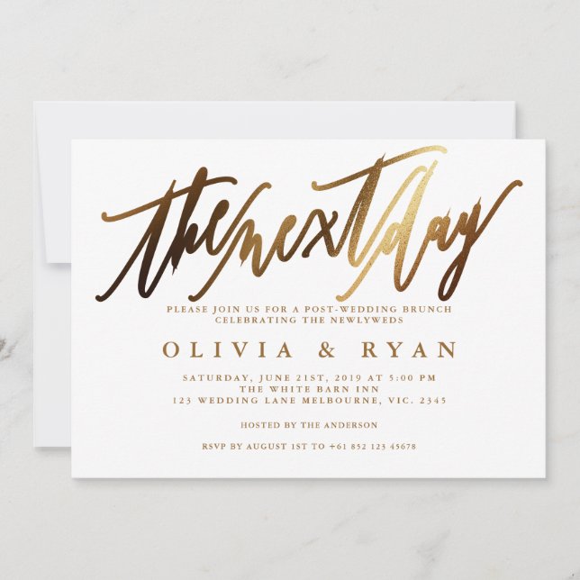 Invitation Gold le matin après le brunch post-mariage (Devant)
