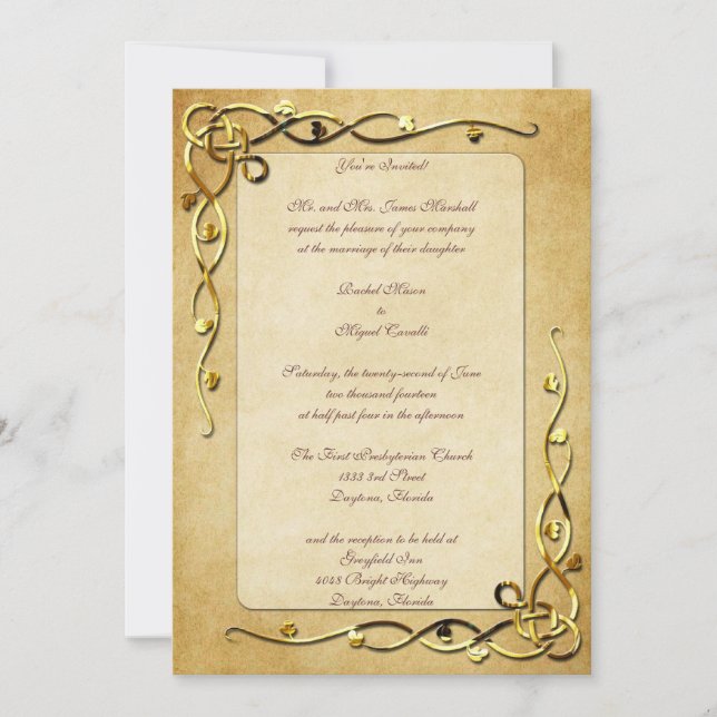 Invitation Gold Leafed Wedding (Devant)