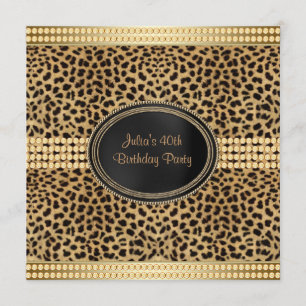 Invitation Gold Leopard fête d'anniversaire