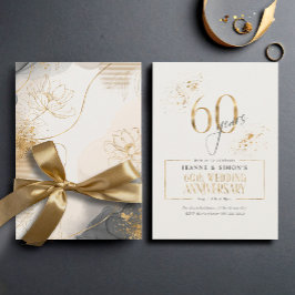Invitation Gold Line Floral 60th Anniversary ID1169