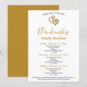 Invitation Gold Linked Hearts Famille Modèle de réunion