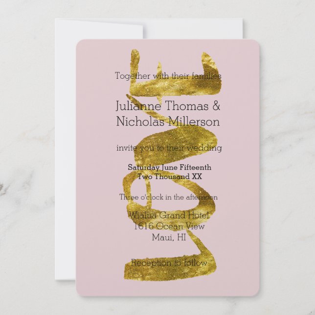 Invitation Gold Love est un Mariage patient (Devant)