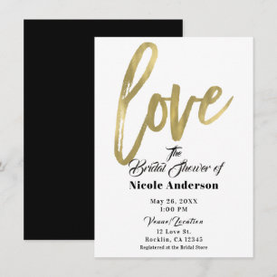 Invitation Gold LOVE Mariage de script de brosse moderne
