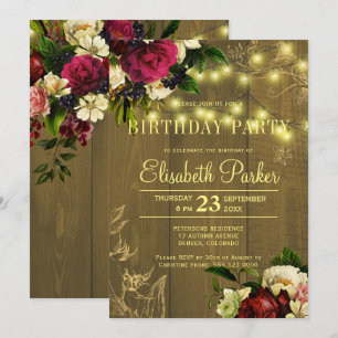 Invitation Gold lumières bois floral automne automne fête d'a