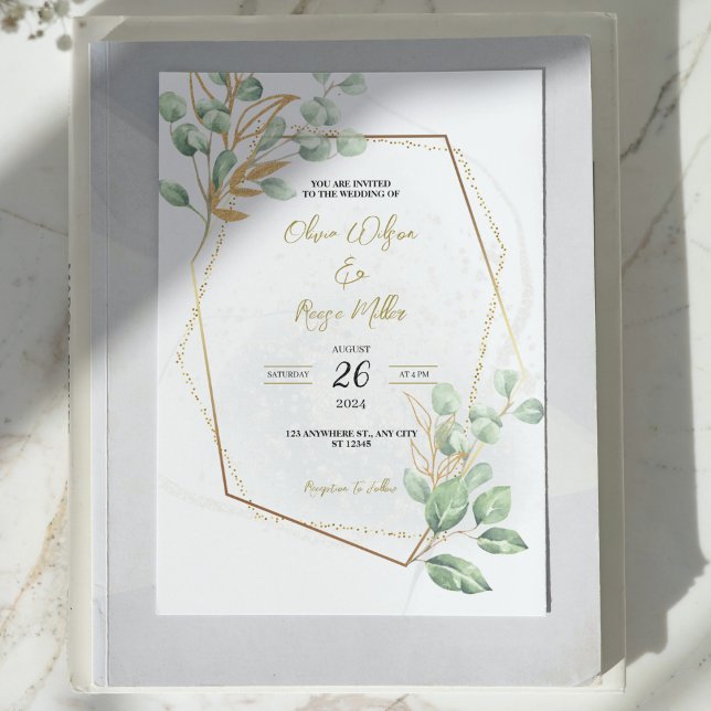 Invitation Gold Luxury Verdure Floral Chic Elégant Mariage (Créateur téléchargé)