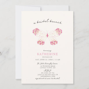 Invitation Gold Magenta Joli Papillon Fête des mariées modern
