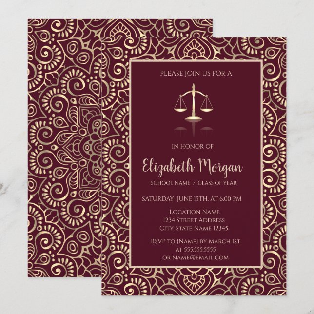 Invitation Gold Mandala Law School Bourgogne (Devant / Derrière)