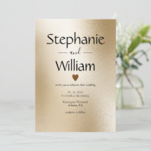 Gold Metallic Heart Moderne Mariage élégant