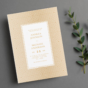 Invitation Gold Mid Century Mod Géométrique Mariage élégant
