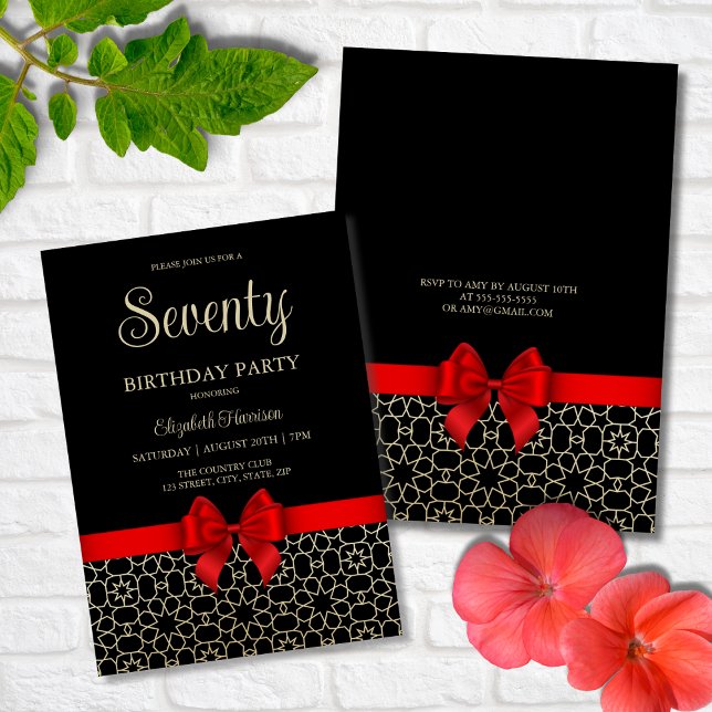 Invitation Gold moderne Egypte Bow rouge géométrique 70e anni (Créateur téléchargé)