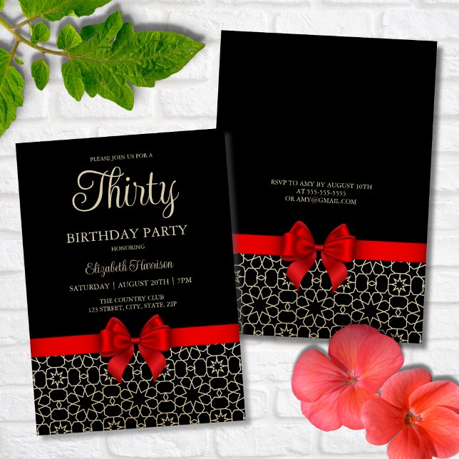 Invitation Gold moderne Égypte Géométrique Bow rouge 30e anni (Créateur téléchargé)