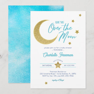 Invitation Gold Moon et Stars Baby Boy Nous sommes sur la Lun