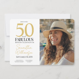 Invitation Gold & Navy | 50th Elegant Fabulous Birthday Party