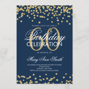 Invitation Gold Navy Blue 60th Birthday Parties scintillant C