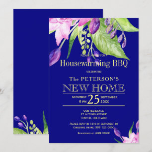 Invitation Gold navy vert automne maison barbecue