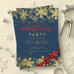 Invitation Gold Navy Winter Wonder Company Christmas