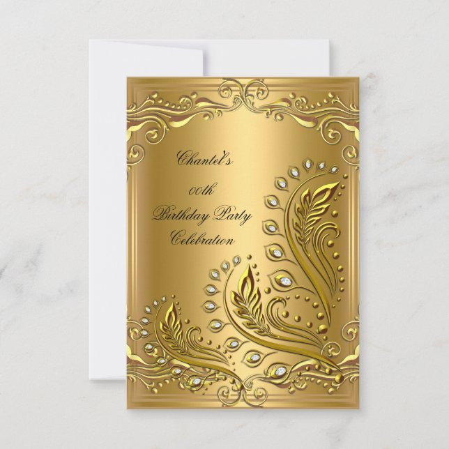 Invitation Gold N'importe quel âge Élégante fête d'anniversai (Devant)