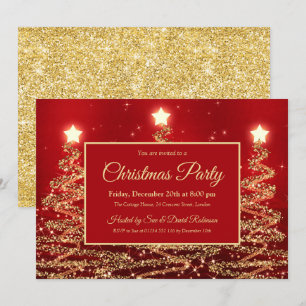 Invitation Gold Noël fête Parties scintillant étincelante Arb