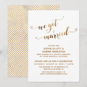 Invitation Gold Nous avons épousé la fête post-Mariage