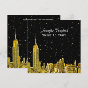 Invitation Gold NYC Skyline Etched Starry do-it-yourself BG S