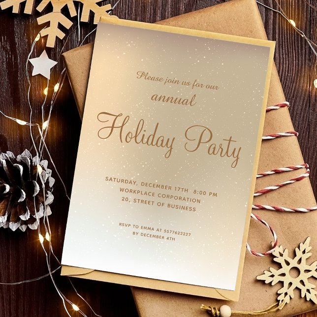 Invitation Gold ombre affaires vacances d'entreprise (Gold ombre snow business corporate holiday invitation)